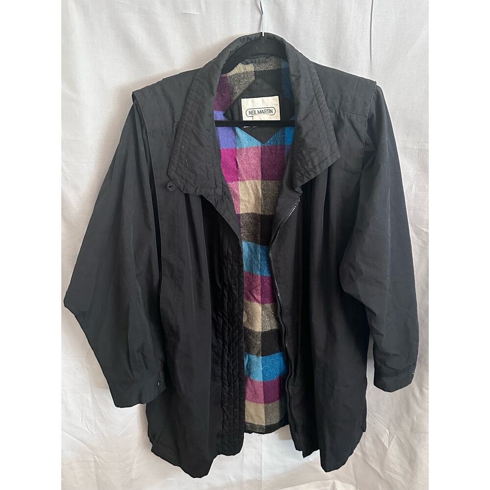 Neil Martin Men’s Black Lined Zip Fasten Long Jacket/Coat - L